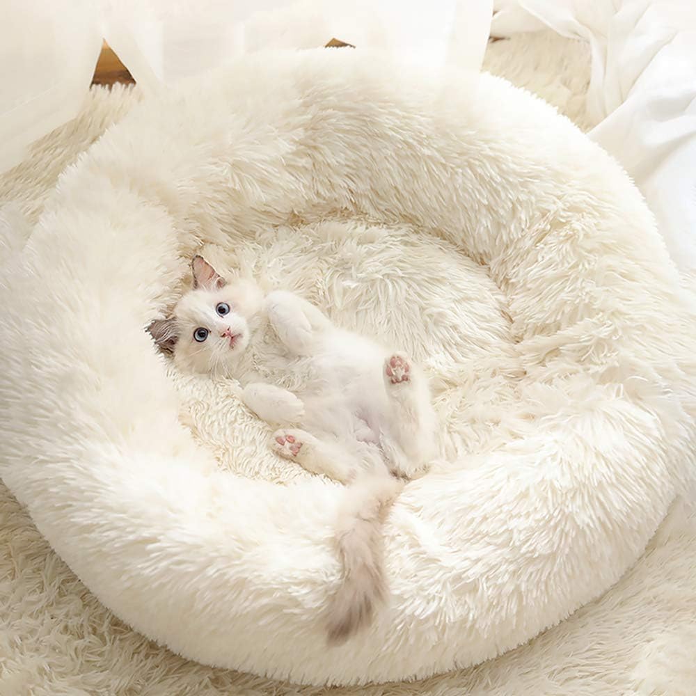Bedsure Round Pet Bed – Cozy Comfort for Small Dogs and Cats, 20 Inches, Camel